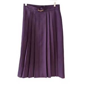 VINTAGE Lana Lee purple burgundy pleated midi skirt size Medium Large @A9